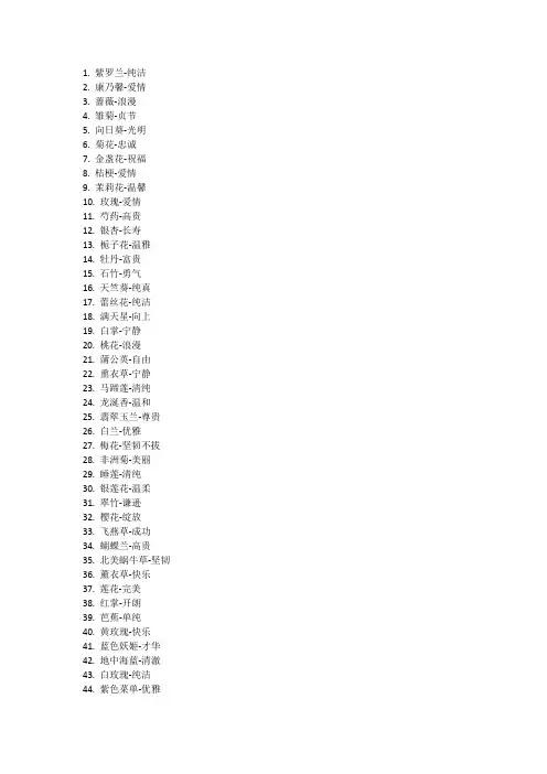 90种花名及其寓意解释