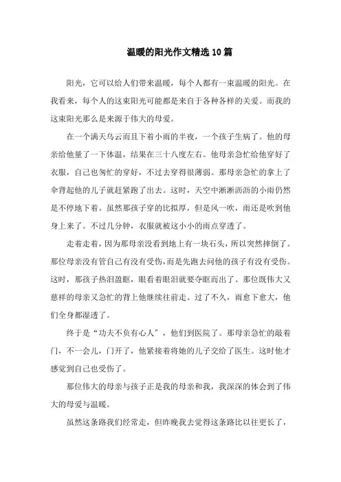 温暖的阳光作文精选10篇精选