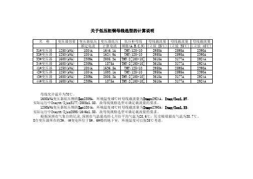 低压柜母线载流量
