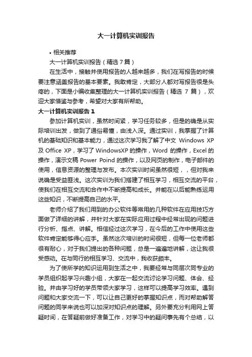 大一计算机实训报告
