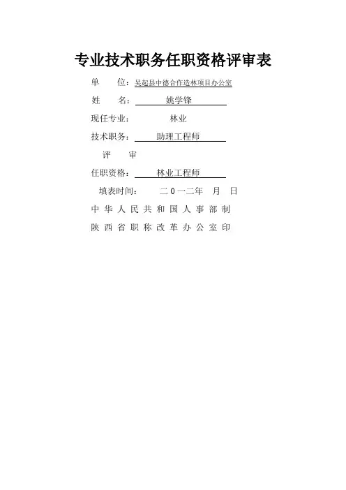 专业技术职务任职资格评审表