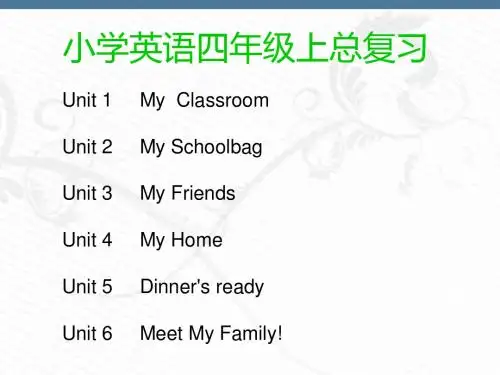 新版PEP小学英语四年级上册Unit 1-6复习课件