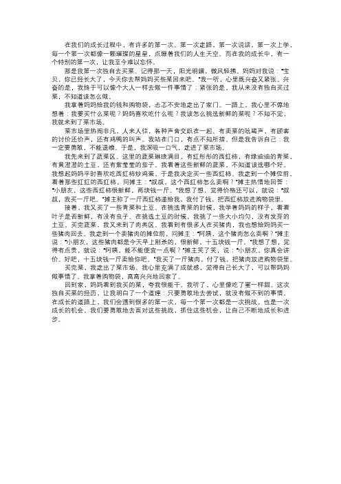 成长中的第一次