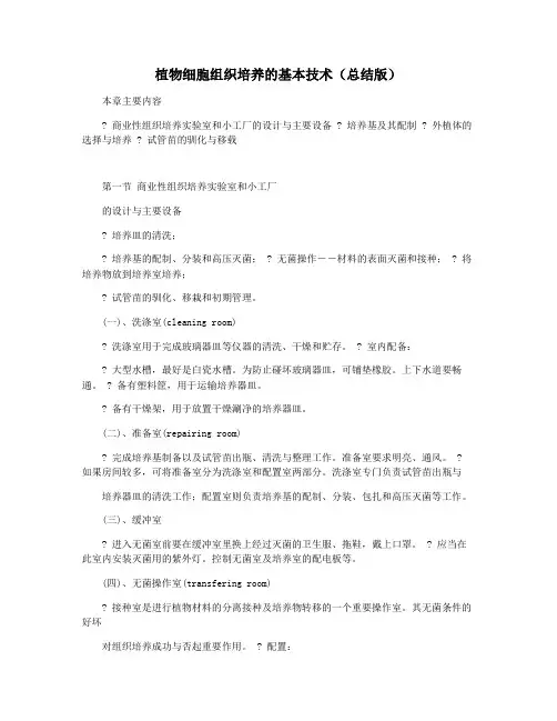 植物细胞组织培养的基本技术(总结版)