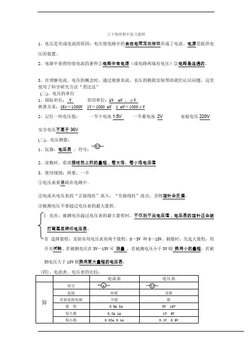 八下物理期中复习提纲