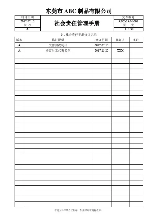 2017年Disney(迪斯尼)验厂用社会责任手册(30页)