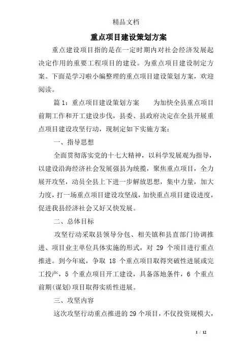 重点项目建设策划方案