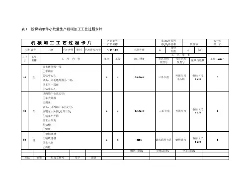 阶梯轴单件小批量生产机械加工工艺过程卡片