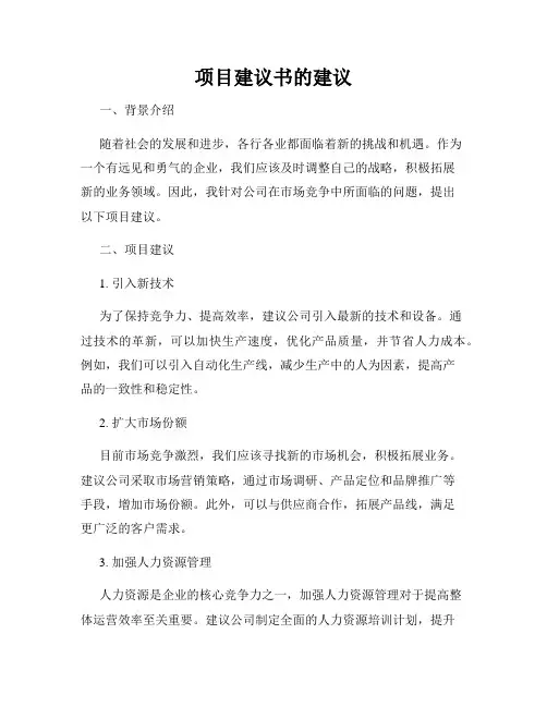 项目建议书的建议