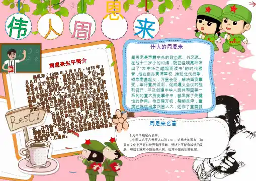 可爱伟人周恩来小报手抄报word模板