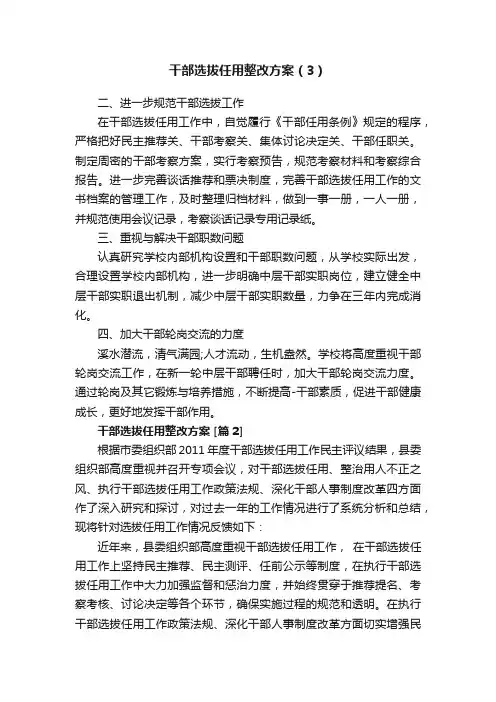 干部选拔任用整改方案（3）