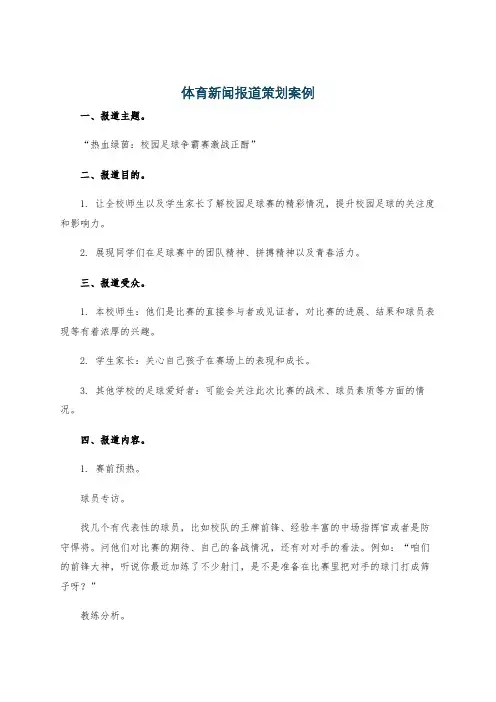 体育新闻报道策划案例