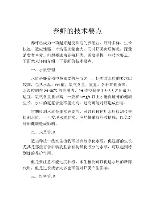 养虾的技术要点