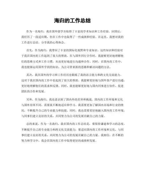 海归的工作总结