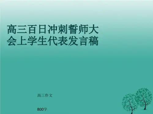 高三作文《高三百日冲刺誓师大会上学生代表发言稿》800字(共11页PPT).ppt