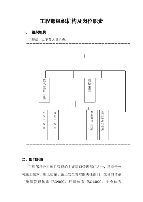 工程部组织机构及岗位职责