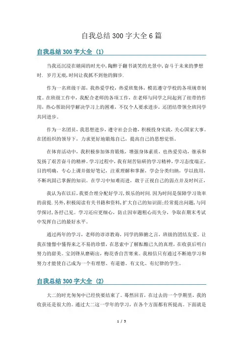 自我总结300字大全6篇