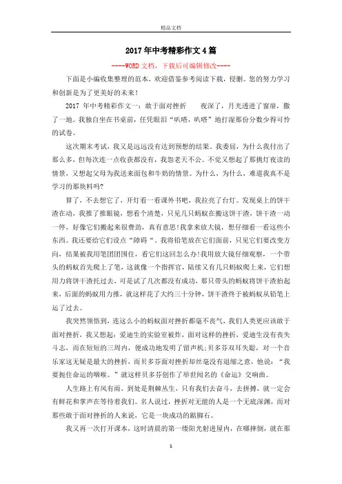 2017年中考精彩作文4篇
