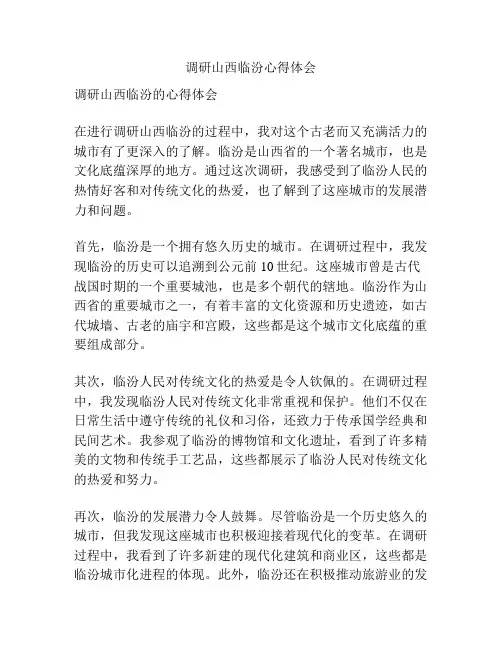 调研山西临汾心得体会