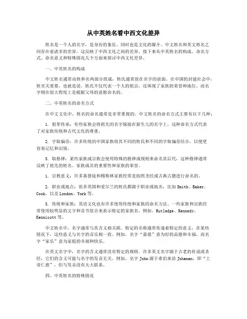 从中英姓名看中西文化差异