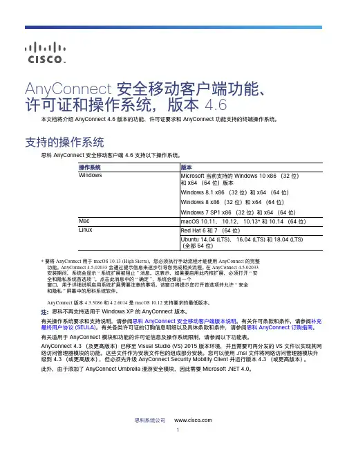 思科AnyConnect安全移动客户端4.6版本说明书