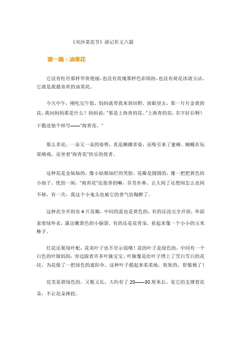《双沙菜花节》游记作文500字