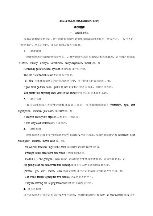 人教版九年级英语下册(山西)习题：Unit14 3单元语法小专题