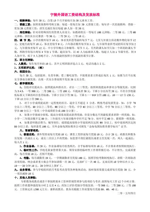 (完整word版)民办学校工资结构及标准