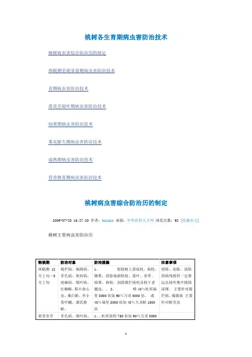 桃树各生育期病虫害防治技术