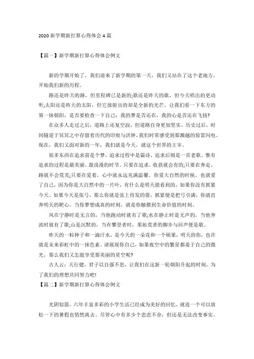 2020新学期新打算心得体会4篇