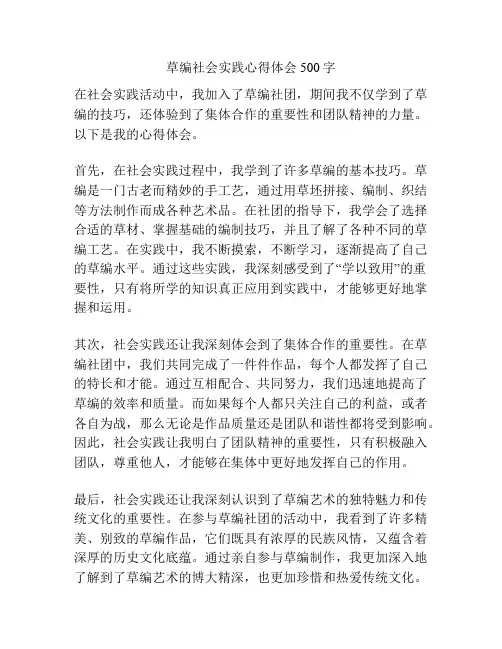 草编社会实践心得体会500字