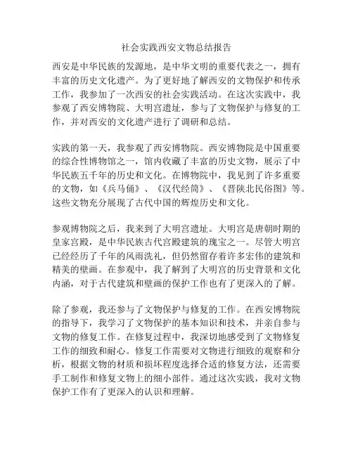 社会实践西安文物总结报告