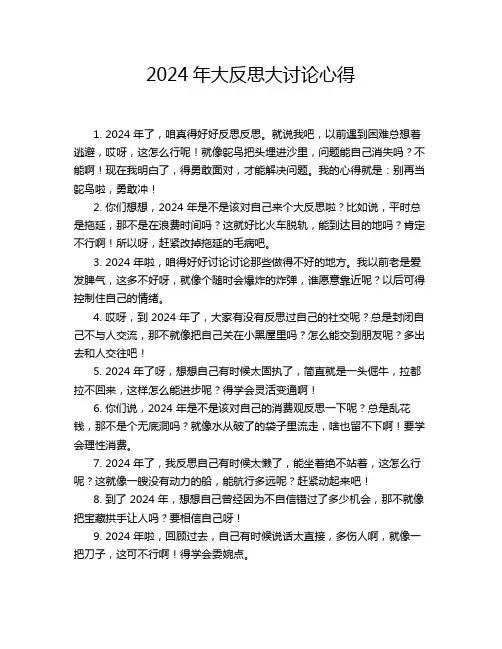 2024年大反思大讨论心得