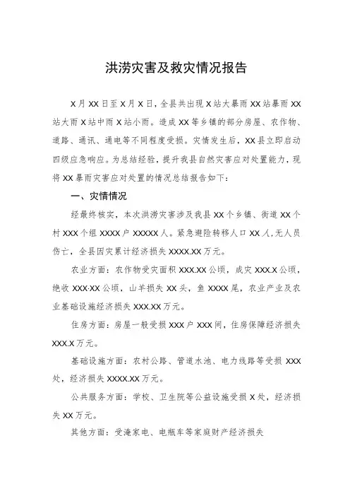 2023年洪涝灾害及救灾情况报告