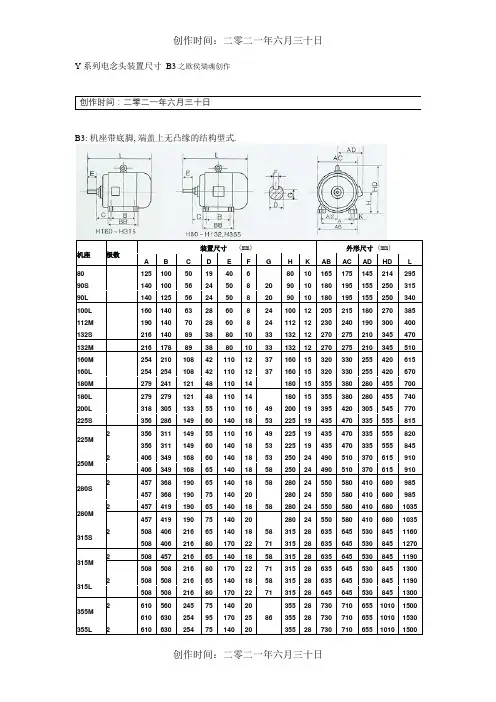 Y系列电动机安装尺寸 2