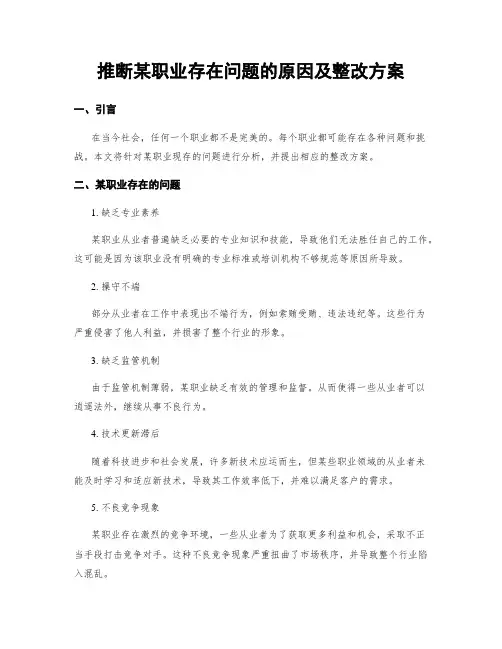 推断某职业存在问题的原因及整改方案