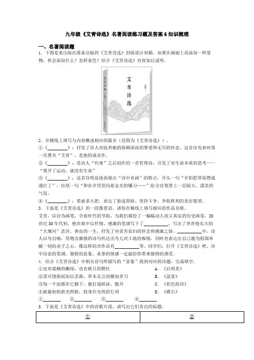 九年级《艾青诗选》名著阅读练习题及答案6知识梳理