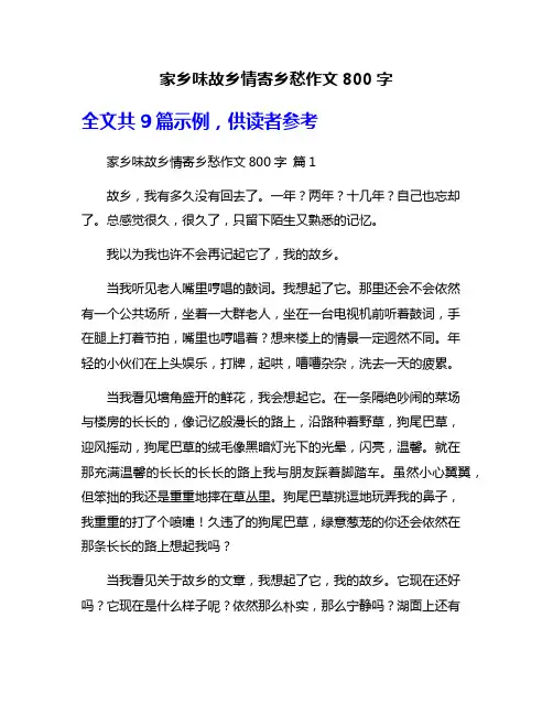 家乡味故乡情寄乡愁作文800字
