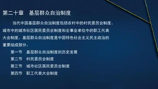 第二十章：基层群众自治制度
