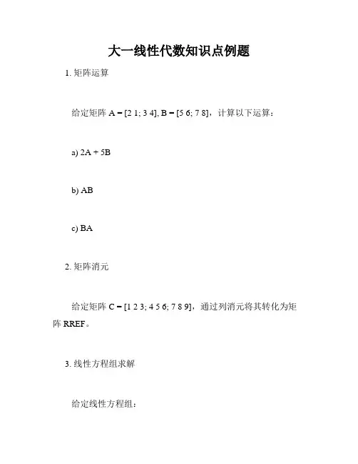 大一线性代数知识点例题