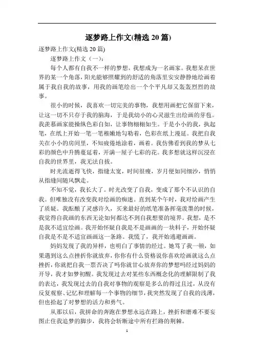 逐梦路上作文(精选20篇)