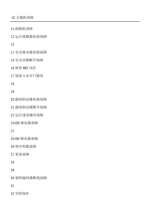 日立电梯故障代码