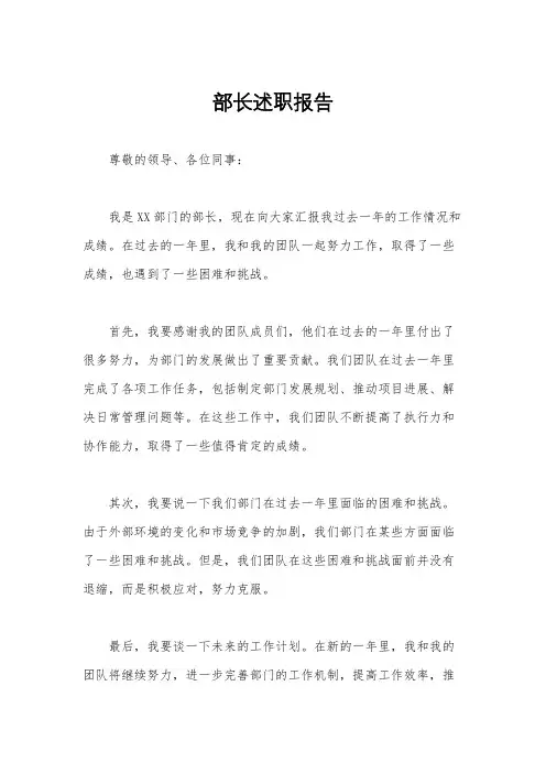 部长述职报告