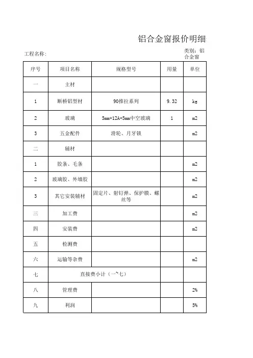 栋梁断桥铝门窗报价分析表