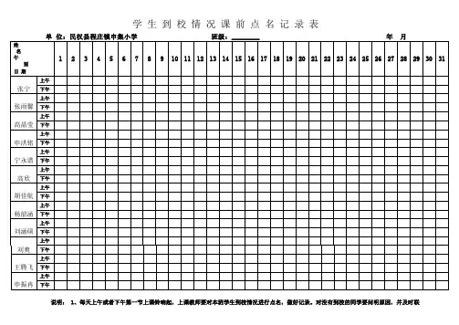 课 前 点 名 记 录 表