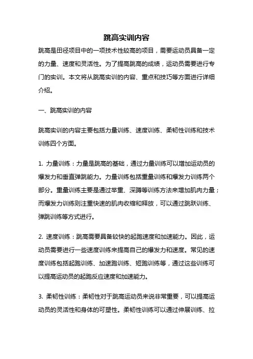 跳高实训内容