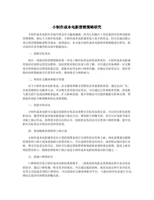 小制作成本电影营销策略研究