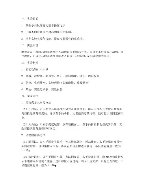 小白鼠灌胃的实训报告