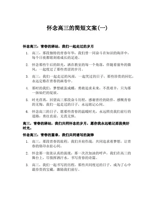 怀念高三的简短文案(一)
