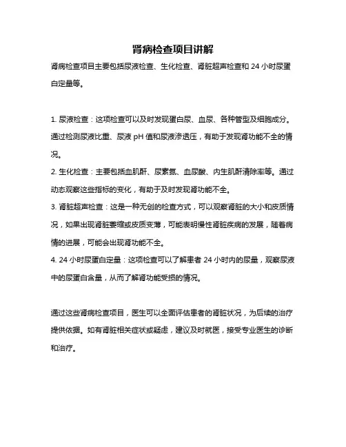 肾病检查项目讲解